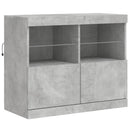skænk med LED-lys 283x37x67 cm betongrå