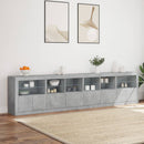 skænk med LED-lys 283x37x67 cm betongrå