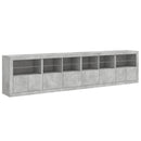 skænk med LED-lys 283x37x67 cm betongrå