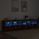 skænk med LED-lys 283x37x67 cm røget egetræsfarve
