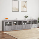 skænk med LED-lys 283x37x67 cm grå sonoma-eg