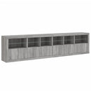 skænk med LED-lys 283x37x67 cm grå sonoma-eg
