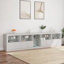 skænk med LED-lys 283x37x67 cm hvid