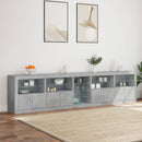skænk med LED-lys 283x37x67 cm betongrå