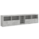 skænk med LED-lys 283x37x67 cm betongrå