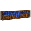 skænk med LED-lys 283x37x67 cm røget egetræsfarve