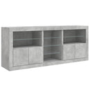 skænk med LED-lys 162x37x67 cm betongrå