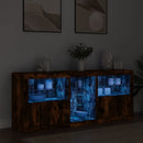 skænk med LED-lys 162x37x67 cm røget eg