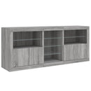 skænk med LED-lys 162x35x75 cm grå sonoma-eg