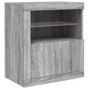 skænk med LED-lys 162x35x75 cm grå sonoma-eg