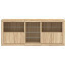 skænk med LED-lys 181,5x37x67 cm sonoma-eg