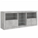 skænk med LED-lys 181,5x37x67 cm betongrå