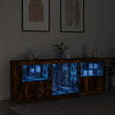 skænk med LED-lys 181,5x37x67cm røget egetræsfarve