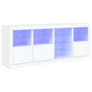 skænk med LED-lys 164x37x67 cm hvid