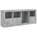 skænk med LED-lys 164x37x67 cm betongrå