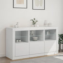 skænk med LED-lys 123x37x67 cm hvid