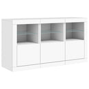 skænk med LED-lys 123x37x67 cm hvid