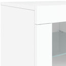 skænk med LED-lys 123x37x67 cm hvid