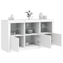 skænk med LED-lys 123x37x67 cm hvid
