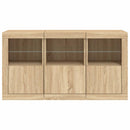 skænk med LED-lys 123x37x67 cm sonoma-eg