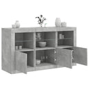 skænk med LED-lys 123x37x67 cm betongrå