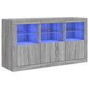 skænk med LED-lys 123x37x67 cm grå sonoma-eg