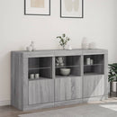 skænk med LED-lys 123x37x67 cm grå sonoma-eg