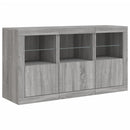 skænk med LED-lys 123x37x67 cm grå sonoma-eg
