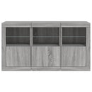 skænk med LED-lys 123x37x67 cm grå sonoma-eg