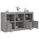 skænk med LED-lys 123x37x67 cm grå sonoma-eg