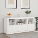 skænk med LED-lys 142,5x37x67 cm hvid