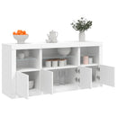 skænk med LED-lys 142,5x37x67 cm hvid