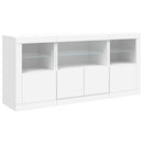 skænk med LED-lys 142,5x37x67 cm hvid