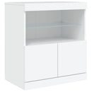 skænk med LED-lys 142,5x37x67 cm hvid