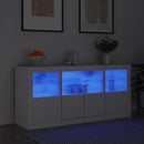 skænk med LED-lys 142,5x37x67 cm hvid