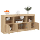 skænk med LED-lys 142,5x37x67 cm sonoma-eg