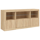 skænk med LED-lys 142,5x37x67 cm sonoma-eg