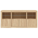 skænk med LED-lys 142,5x37x67 cm sonoma-eg