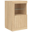 skænk med LED-lys 142,5x37x67 cm sonoma-eg