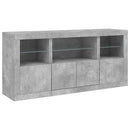skænk med LED-lys 142,5x37x67 cm betongrå