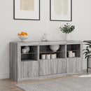 skænk med LED-lys 142,5x37x67 cm grå sonoma-eg
