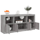 skænk med LED-lys 142,5x37x67 cm grå sonoma-eg