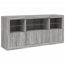 skænk med LED-lys 142,5x37x67 cm grå sonoma-eg