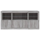 skænk med LED-lys 142,5x37x67 cm grå sonoma-eg