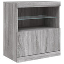skænk med LED-lys 142,5x37x67 cm grå sonoma-eg
