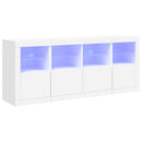 skænk med LED-lys 163x37x67 cm hvid