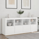 skænk med LED-lys 163x37x67 cm hvid