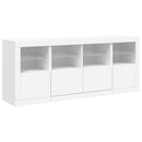 skænk med LED-lys 163x37x67 cm hvid