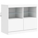 skænk med LED-lys 163x37x67 cm hvid