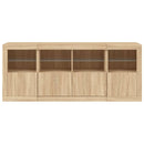 skænk med LED-lys 163x37x67 cm sonoma-eg